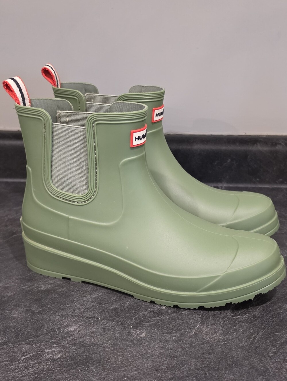 Hunter Size 10 Wedge Short Green Rain Boots